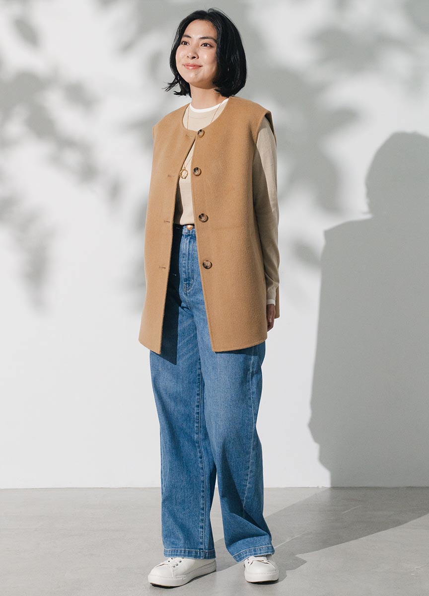 雙面呢圓領背心式大衣